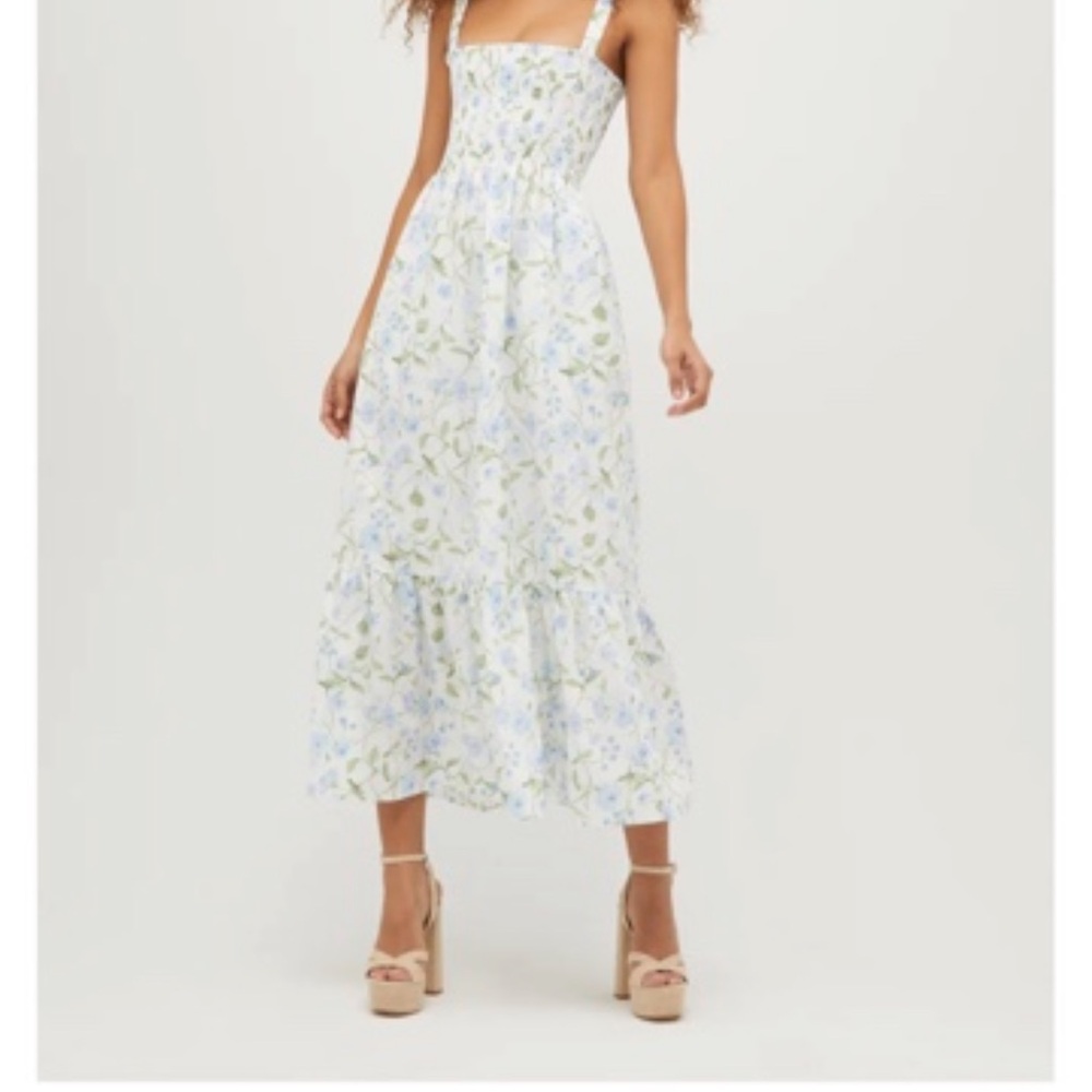 Anjuli dress in blue peony print. Worn once. Perfect condition.